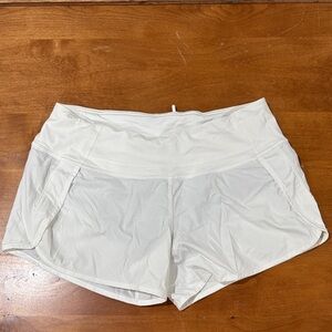 White Authentic Speed Up Lululemon Shorts - High Rise - 4” Inseam - Lined